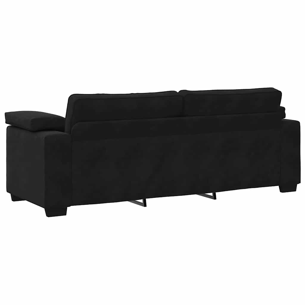 vidaXL Τριθέσιος Καναπές Μαύρος Βελούδινος 220x77x82 εκ.
