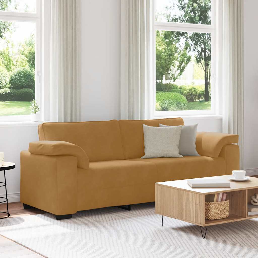 vidaXL Τριθέσιος Καναπές Καφέ Βελούδινος 220x77x82 εκ.