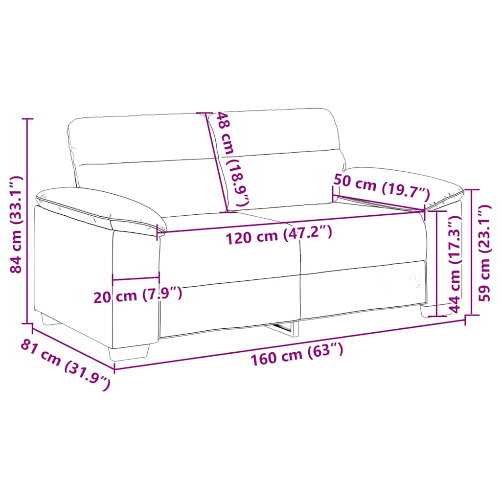 vidaXL Διθέσιος Καναπές Κρεμ 160x81x84 εκ. Ύφασμα