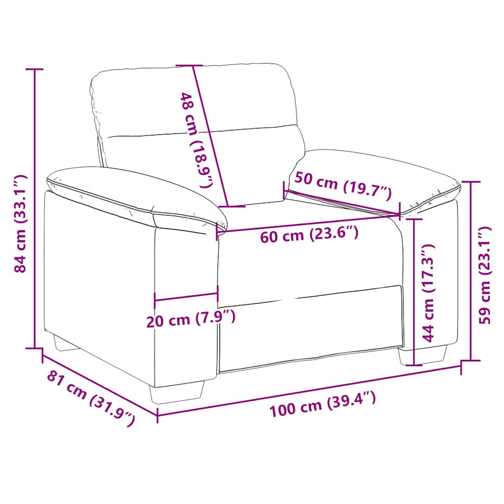 vidaXL Καναπές-Καρέκλα Κρεμ 100x81x84 εκ. από Συνθετικό Δέρμα