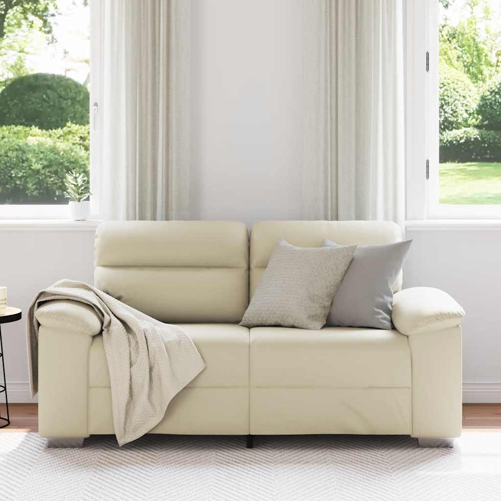 vidaXL Διθέσιος Καναπές Κρεμ 160x81x84 εκ. από Συνθετικό Δέρμα