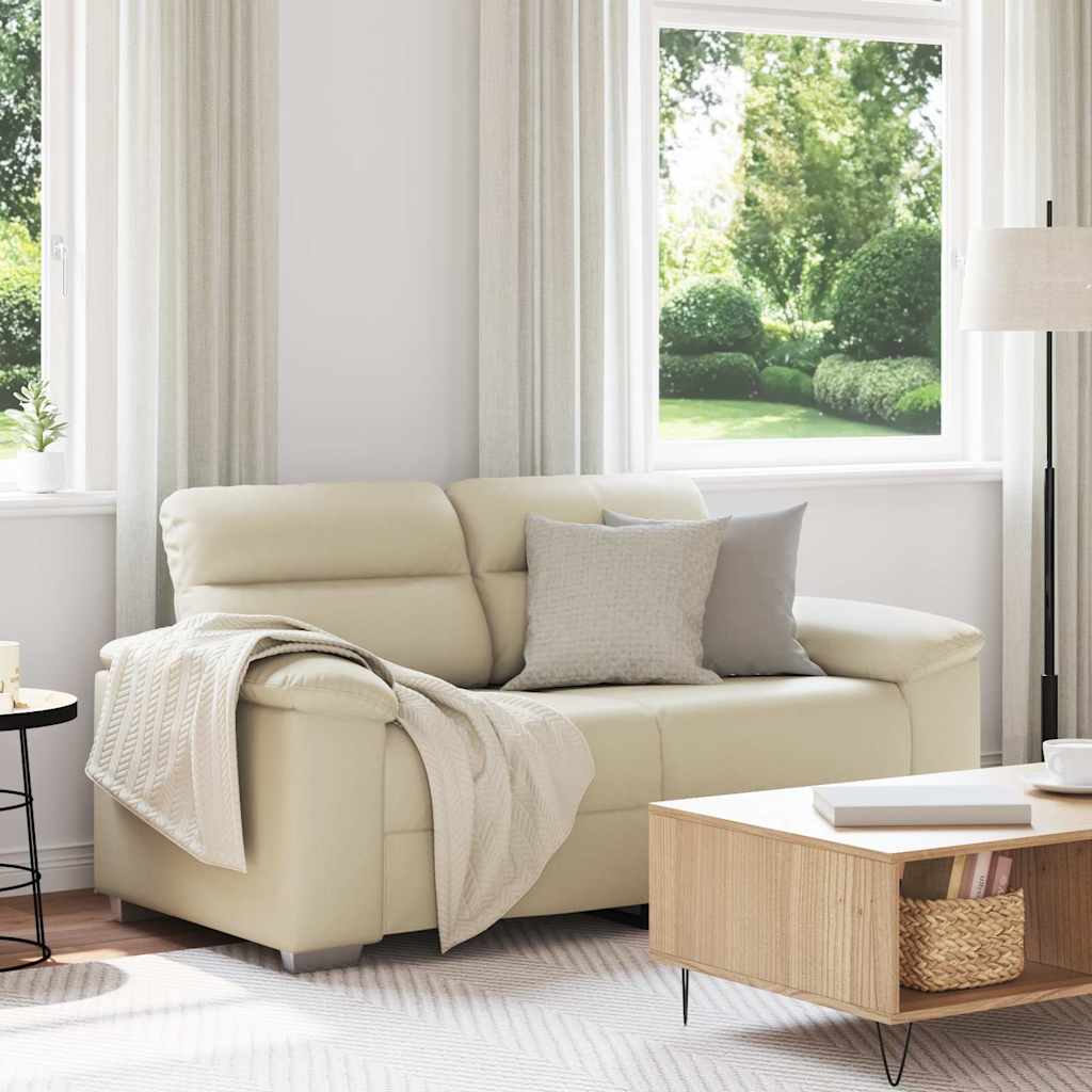 vidaXL Διθέσιος Καναπές Κρεμ 160x81x84 εκ. από Συνθετικό Δέρμα