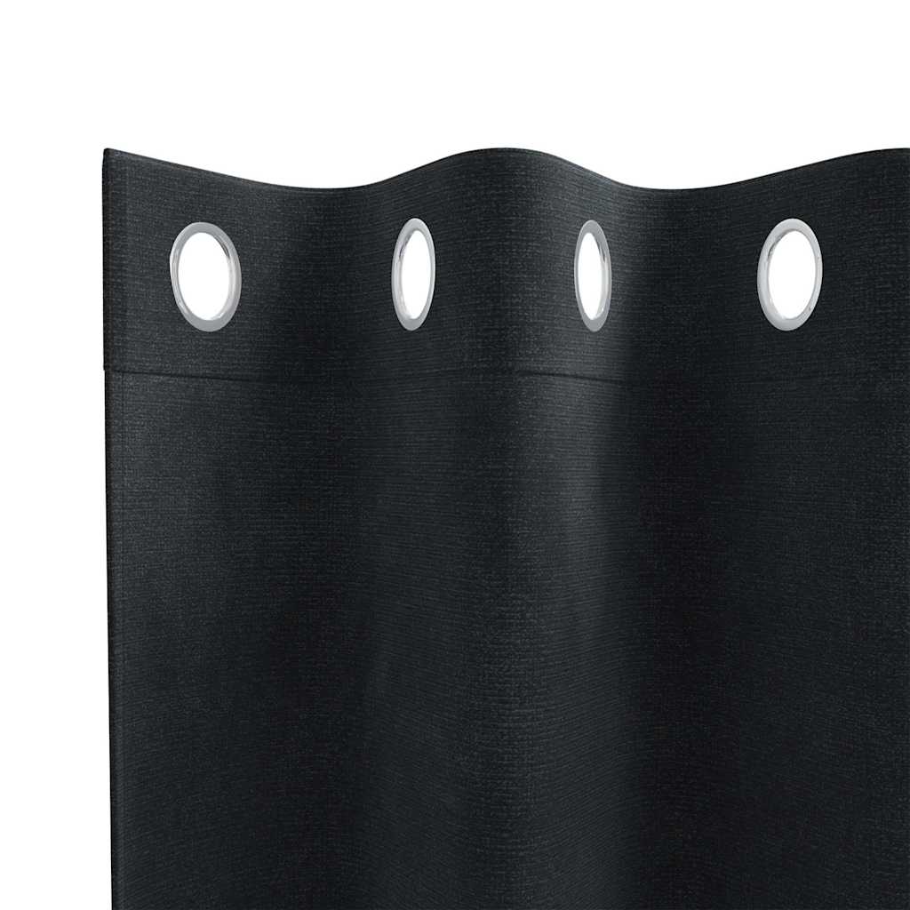 Curtains Blackout vidaXL με Eyelets 2 τεμαχίων Μαύρο Βελούδο