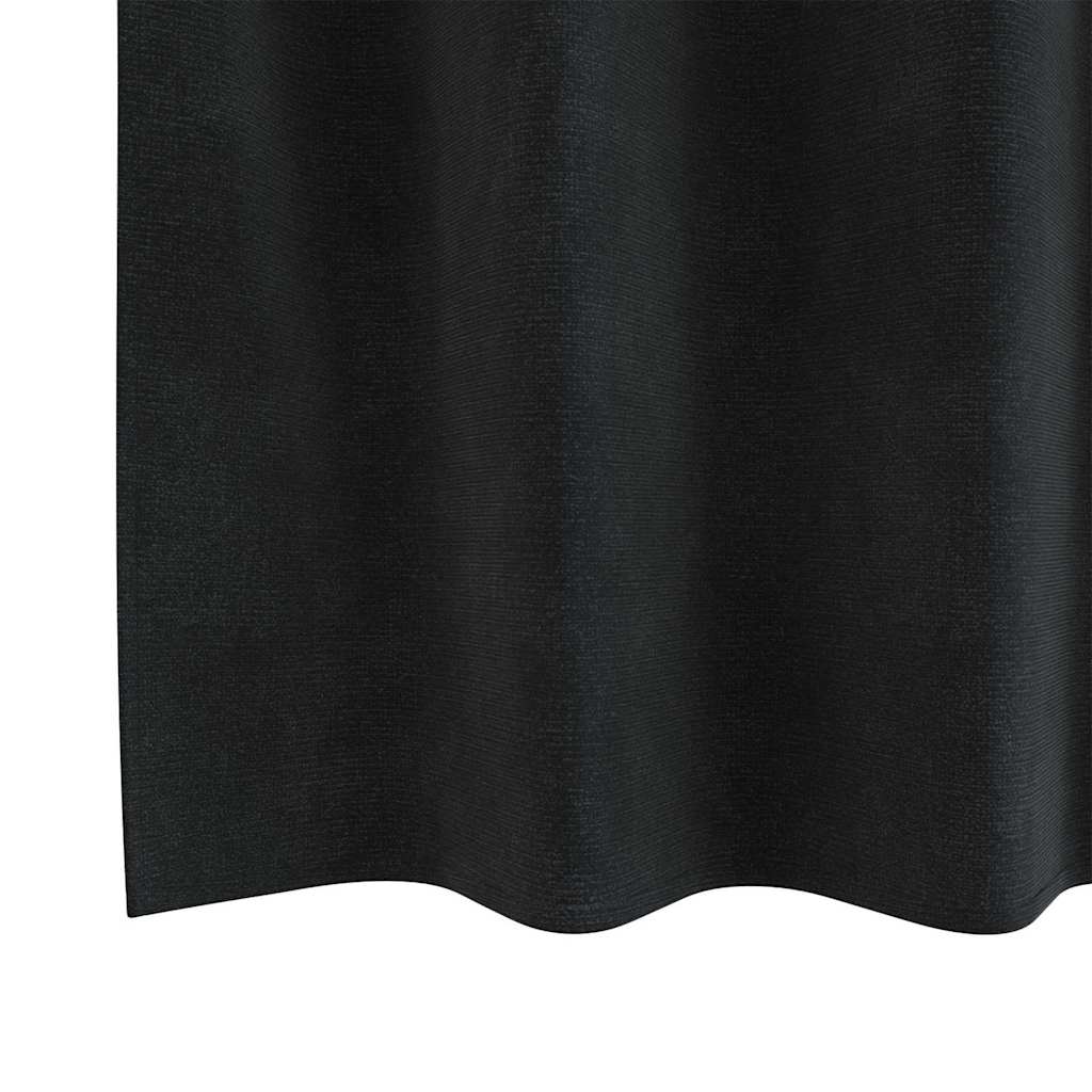 Curtains Blackout vidaXL με Eyelets 2 τεμαχίων Μαύρο Βελούδο