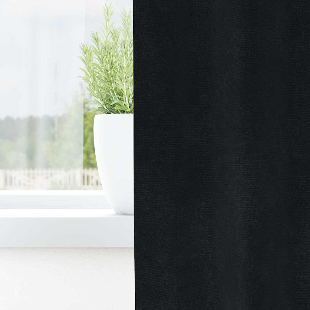 Curtains Blackout vidaXL με Eyelets 2 τεμαχίων Μαύρο Βελούδο