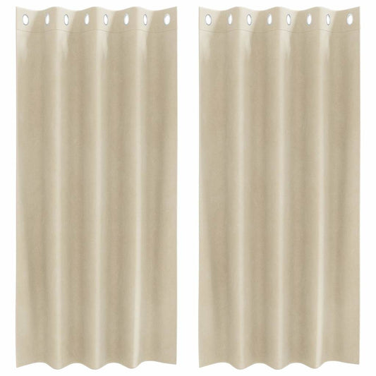 vidaXL Κουρτίνες συσκότισης 2 τμχ. Κρεμ 140 x 175 cm Βελούδο