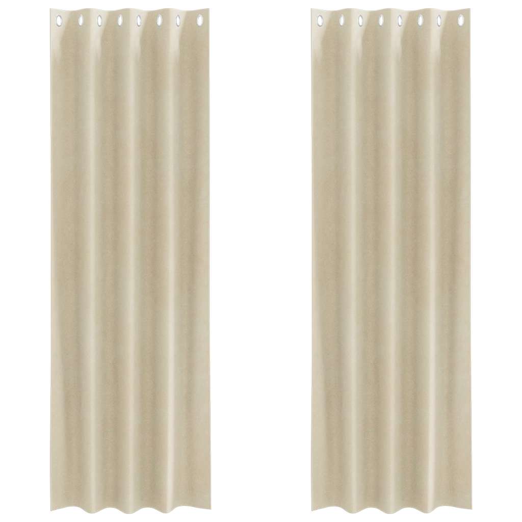 vidaXL Κουρτίνες συσκότισης 2 τμχ. Κρεμ 140 x 225 cm Βελούδο