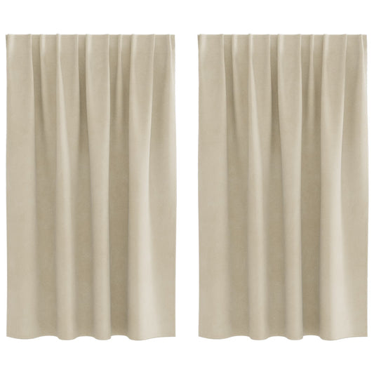 vidaXL Κουρτίνες 2 τμχ. Κρεμ 140 x 140 cm Βελούδο