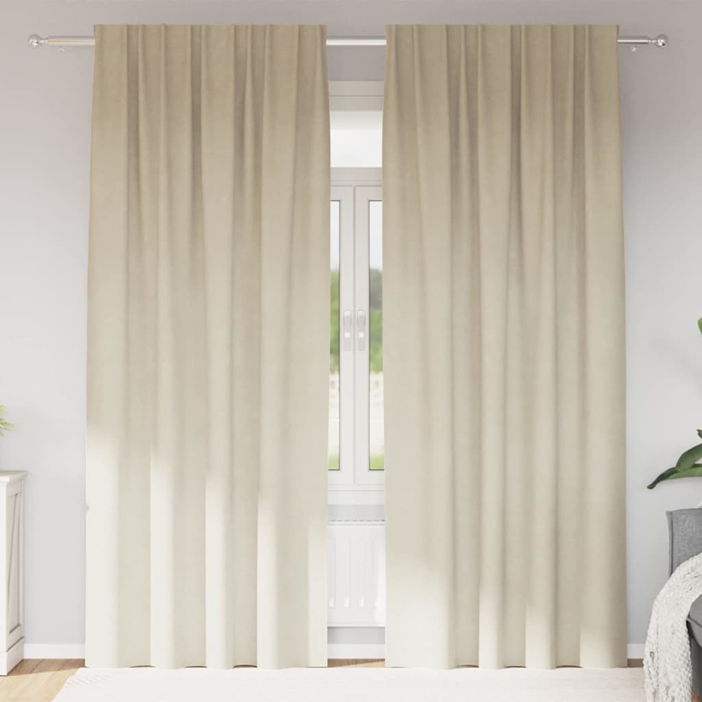 vidaXL Κουρτίνες συσκότισης 2 τμχ. Κρεμ 140 x 225 cm Βελούδο