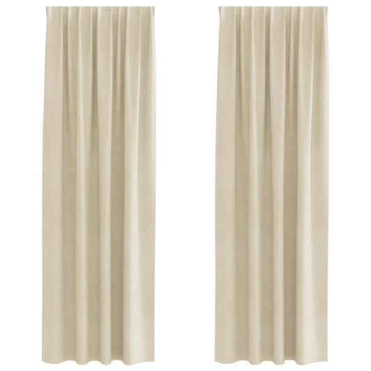 vidaXL Κουρτίνες συσκότισης 2 τμχ. Κρεμ 140 x 225 cm Βελούδο