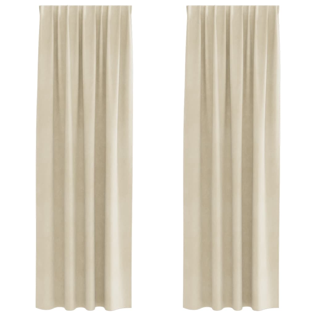 vidaXL Κουρτίνες συσκότισης 2 τμχ. Κρεμ 140 x 245 cm Βελούδο