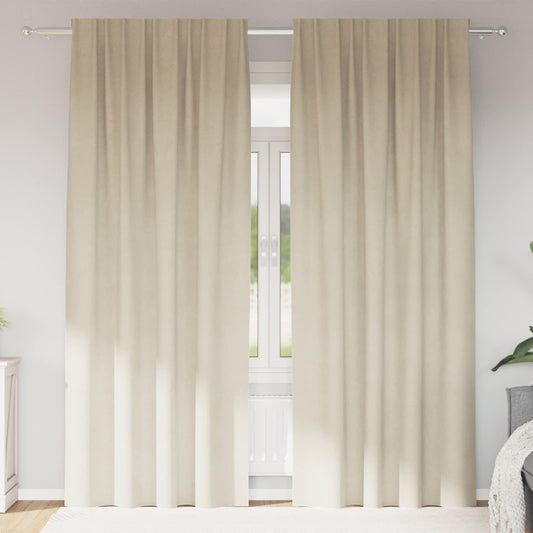 vidaXL Κουρτίνες συσκότισης 2 τμχ. Κρεμ 140 x 260 cm Βελούδο