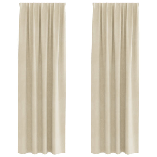 vidaXL Κουρτίνες συσκότισης 2 τμχ. Κρεμ 140 x 260 cm Βελούδο