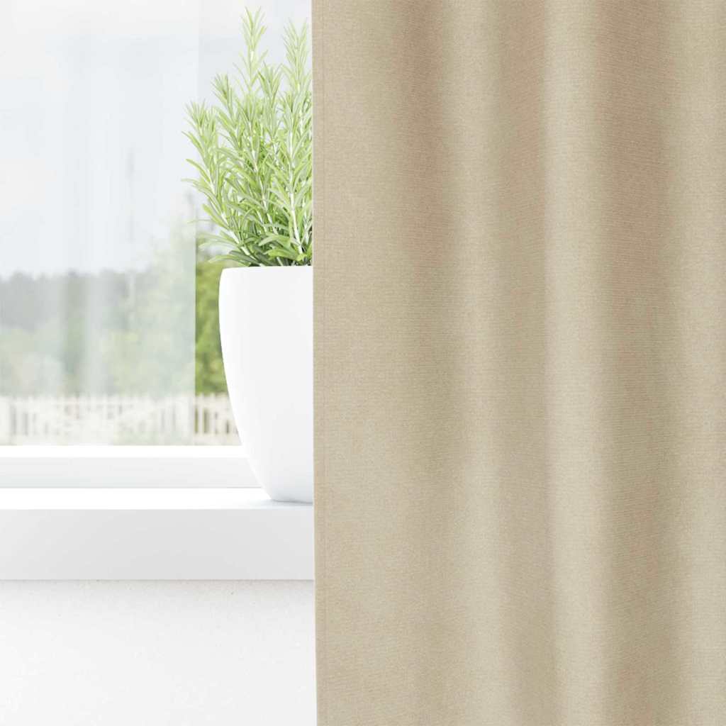 Curtains blackout vidaXL με κρεμαστούς βρόχους 2 τεμάχια Κρεμ Βελούδο