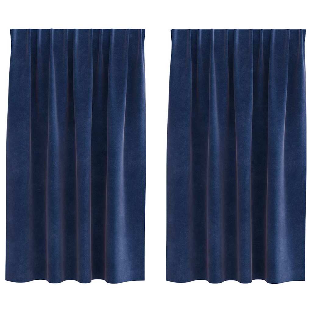 vidaXL Κουρτίνες 2 τμχ. Σκούρο Μπλε 140 x 140 cm Βελούδο