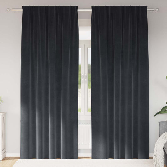 vidaXL Κουρτίνες 2 τμχ. Σκούρο Γκρι 140 x 260 cm Βελούδο