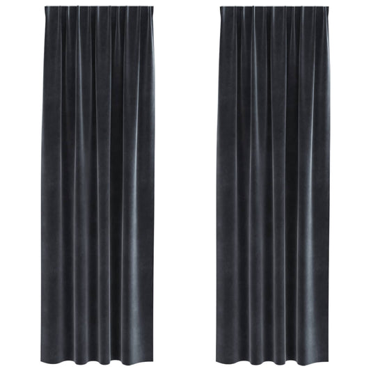 vidaXL Κουρτίνες 2 τμχ. Σκούρο Γκρι 140 x 260 cm Βελούδο