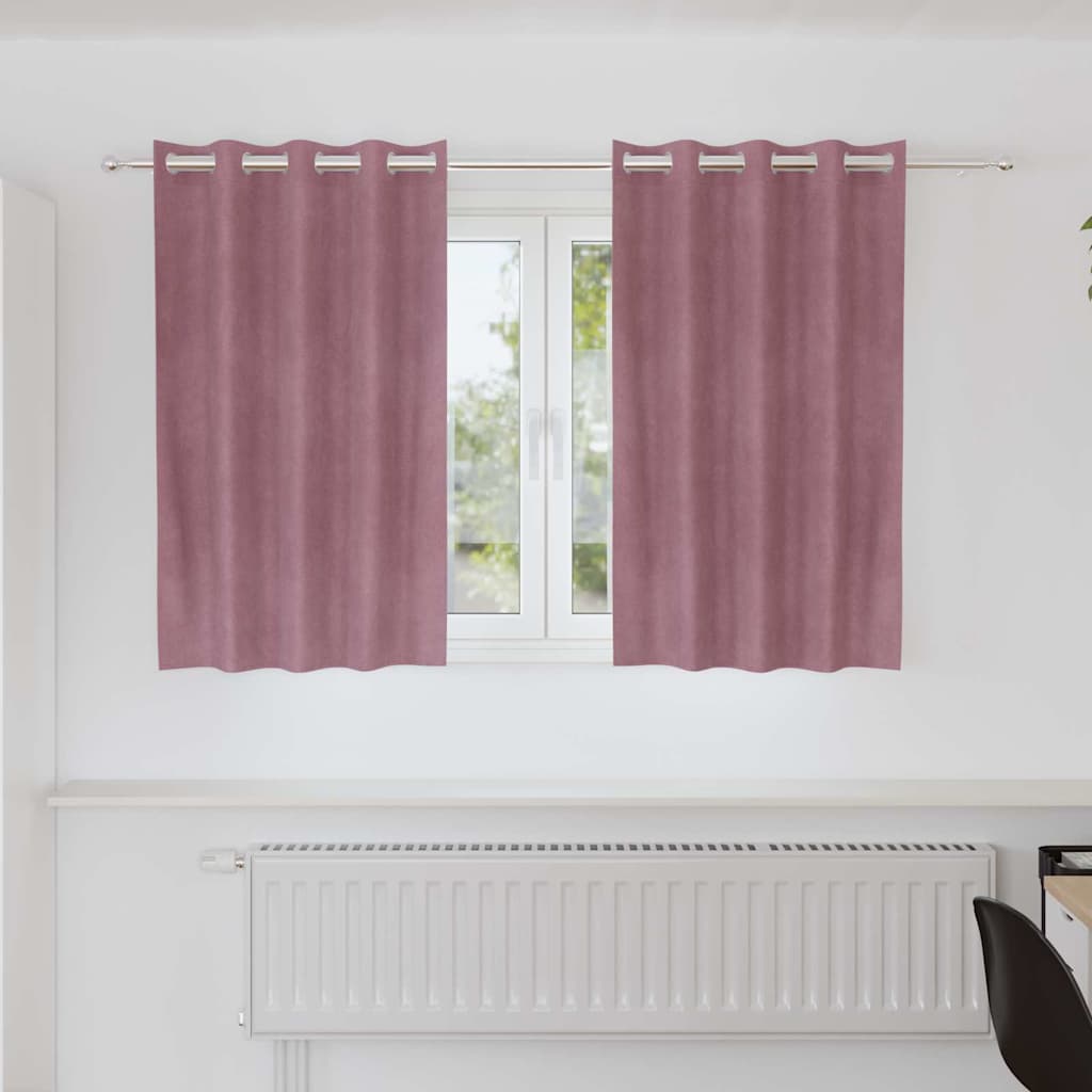 vidaXL Κουρτίνες συσκότισης 2 τμχ. Σκούρο ροζ 140 x 140 cm Βελούδο