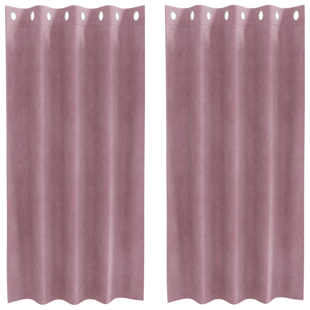 vidaXL Κουρτίνες συσκότισης 2 τμχ. Σκούρο ροζ 140 x 175 cm Βελούδο