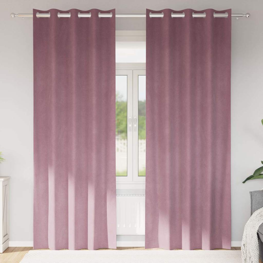 vidaXL Κουρτίνες συσκότισης 2 τμχ. Σκούρο ροζ 140 x 225 cm Βελούδο