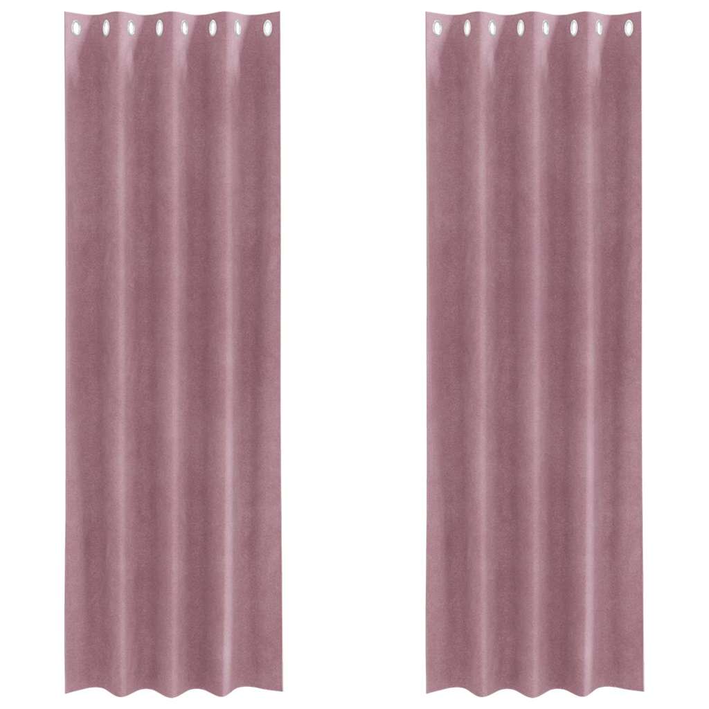 vidaXL Κουρτίνες συσκότισης 2 τμχ. Σκούρο ροζ 140 x 225 cm Βελούδο