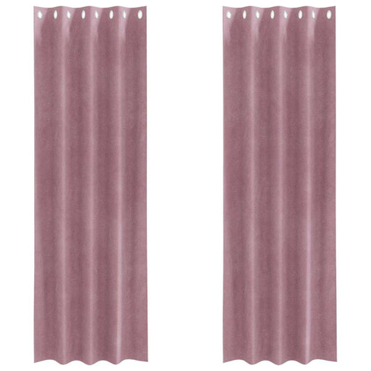 vidaXL Κουρτίνες συσκότισης 2 τμχ. Σκούρο ροζ 140 x 245 cm Βελούδο