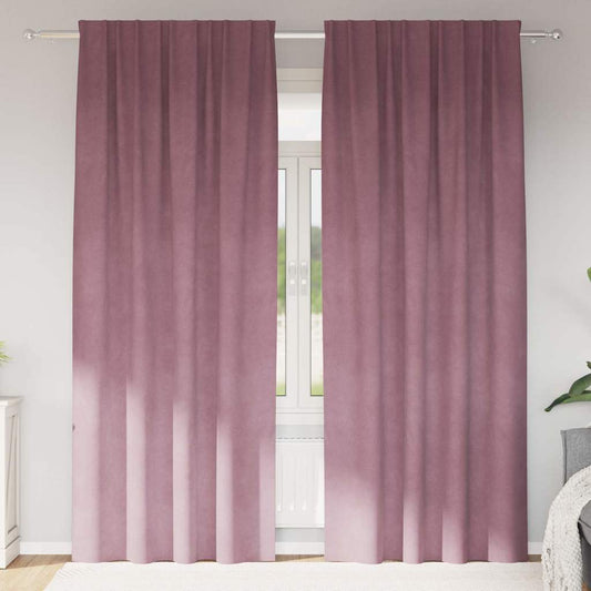 Curtains Blackout vidaXL με Ταινία κορυφής 2 τμχ Ροζ βελούδο