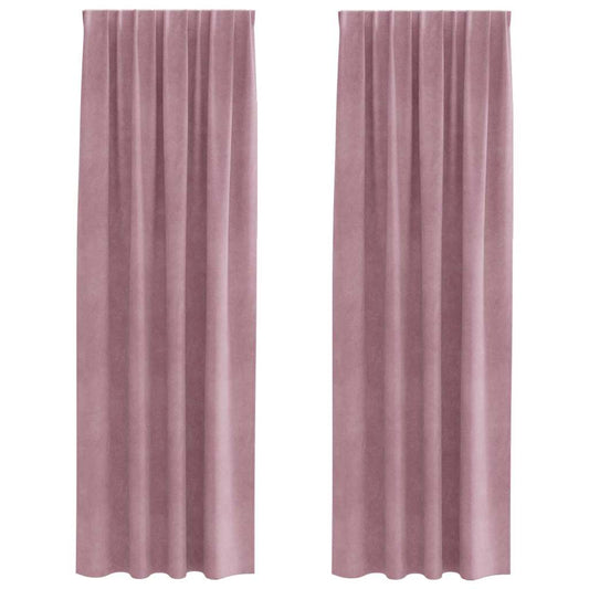 Curtains Blackout vidaXL με Ταινία κορυφής 2 τμχ Ροζ βελούδο