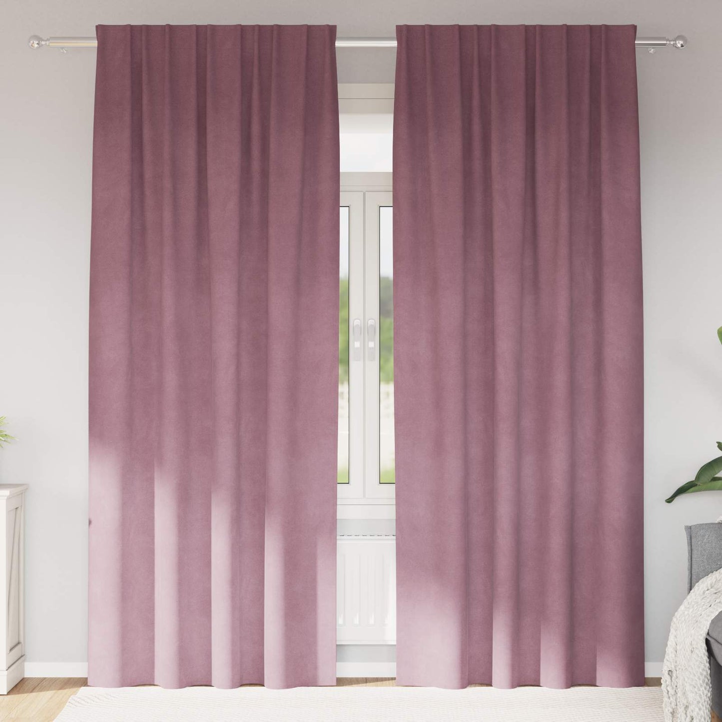 vidaXL Κουρτίνες συσκότισης 2 τμχ. Σκούρο ροζ 140 x 260 cm Βελούδο