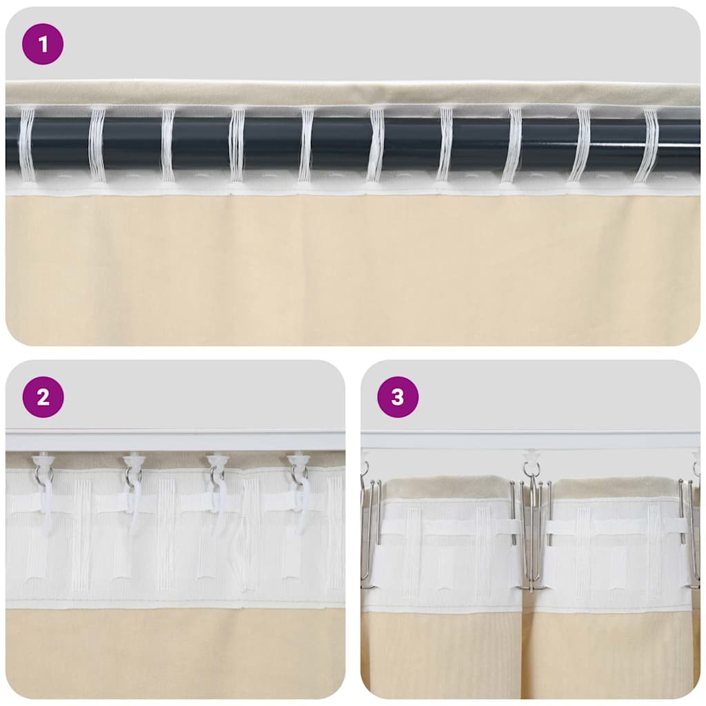 Curtains Blackout vidaXL με ταινία 2 τεμάχια Ανοιχτό Γκρι Βελούδο