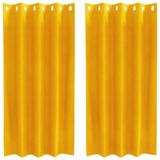 vidaXL Κουρτίνες 2 pcs Χαμομηλί κίτρινο 140 x 175 cm Βελούδο
