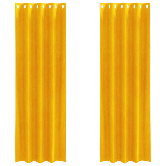 vidaXL Κουρτίνες 2 pcs Χαμομηλί κίτρινο 140 x 225 cm Βελούδο