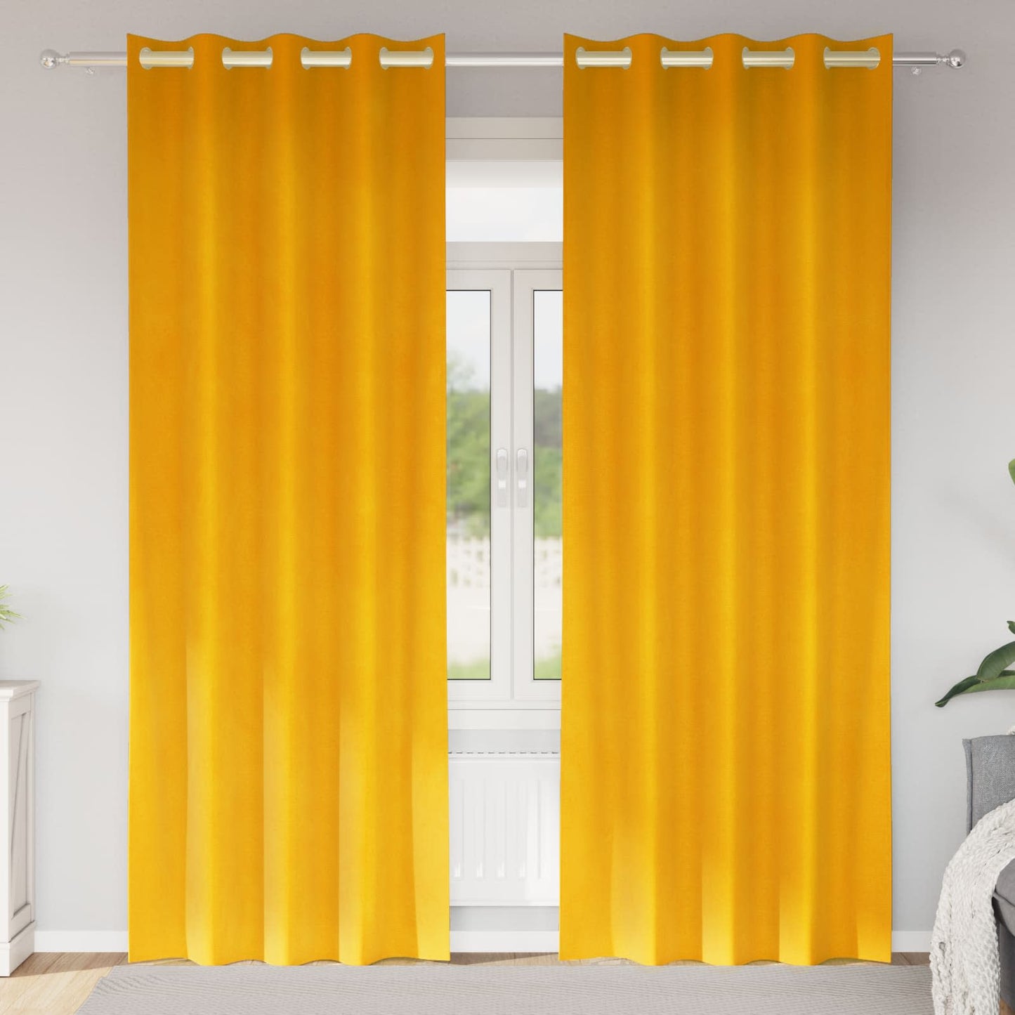 vidaXL Κουρτίνες συσκότισης 2 τμχ. Μουσταρδί 140 x 260 cm Βελούδο