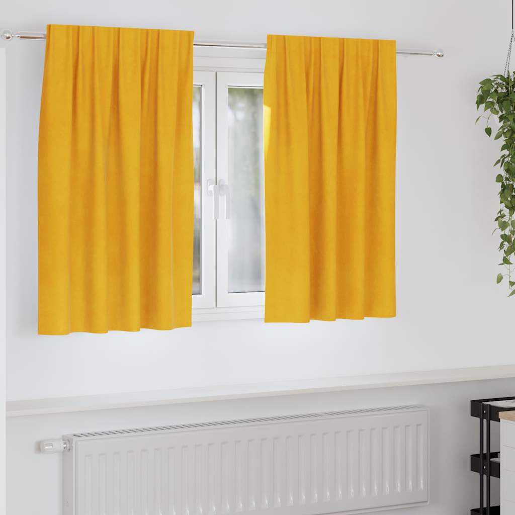 vidaXL Κουρτίνες συσκότισης 2 τμχ. Μουσταρδί 140 x 140 cm Βελούδο