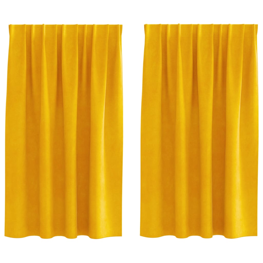 vidaXL Κουρτίνες συσκότισης 2 τμχ. Μουσταρδί 140 x 140 cm Βελούδο