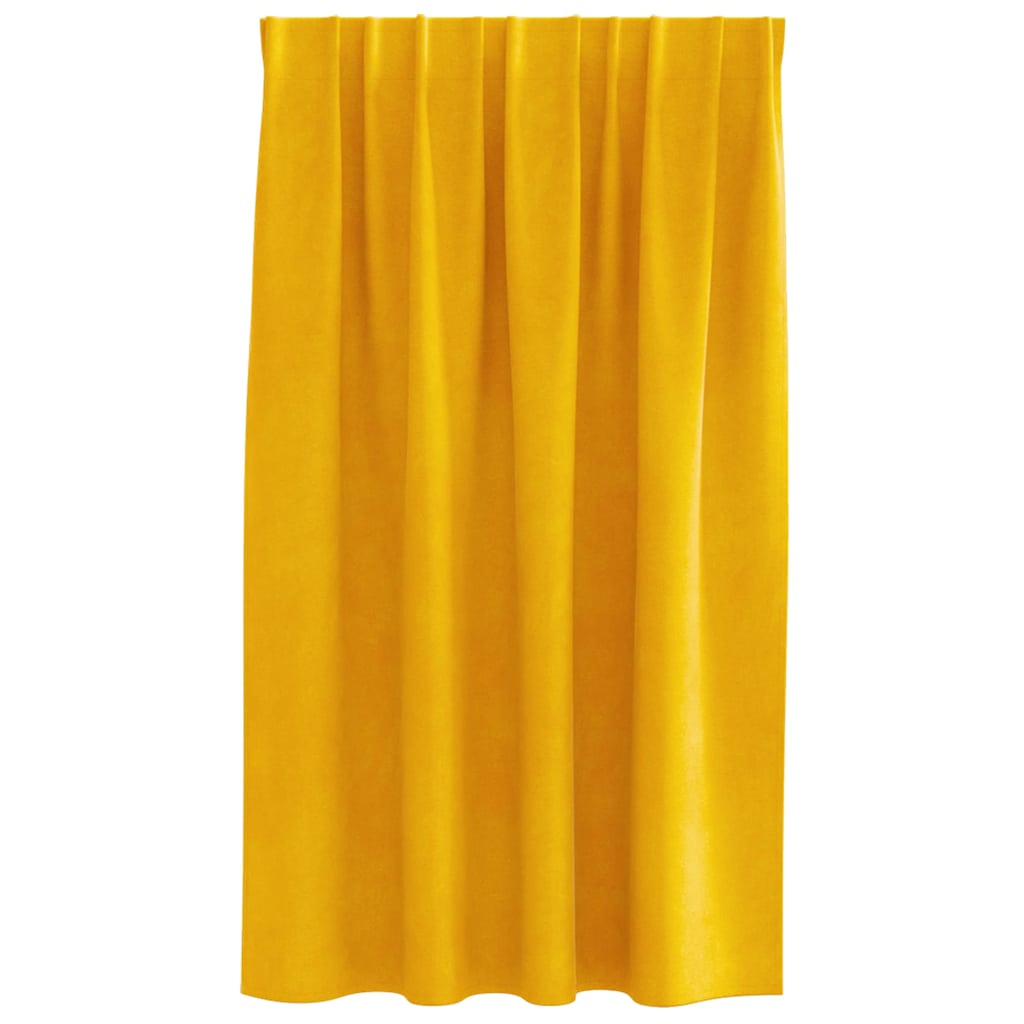 vidaXL Κουρτίνες συσκότισης 2 τμχ. Μουσταρδί 140 x 140 cm Βελούδο