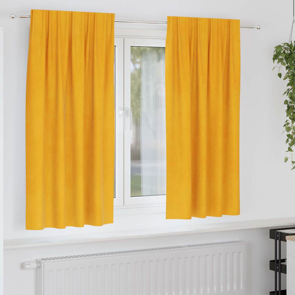 vidaXL Κουρτίνες συσκότισης 2 τμχ. Μουσταρδί 140 x 175 cm Βελούδο