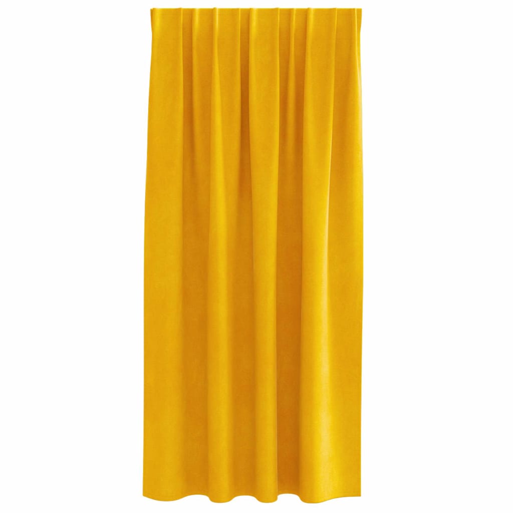 vidaXL Κουρτίνες συσκότισης 2 τμχ. Μουσταρδί 140 x 175 cm Βελούδο