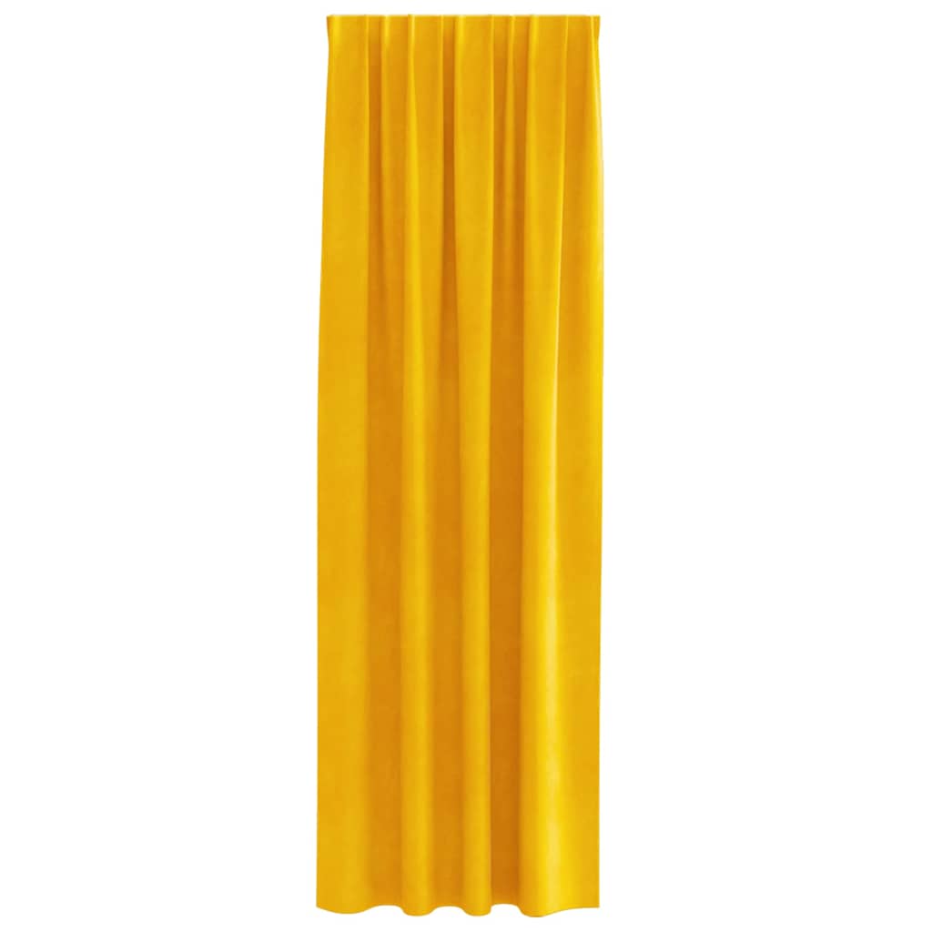 vidaXL Κουρτίνες συσκότισης 2 τμχ. Μουσταρδί 140 x 245 cm Βελούδο