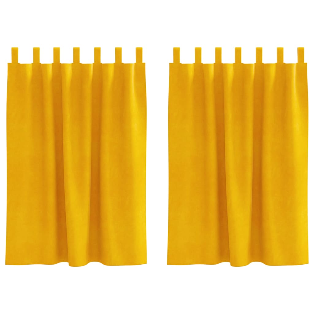 vidaXL Κουρτίνες συσκότισης 2 τμχ. Μουσταρδί 140 x 140 cm Βελούδο