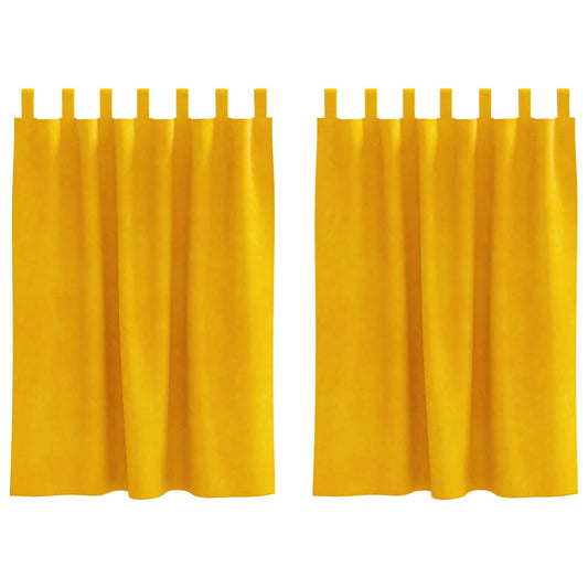 vidaXL Κουρτίνες συσκότισης 2 τμχ. Μουσταρδί 140 x 140 cm Βελούδο