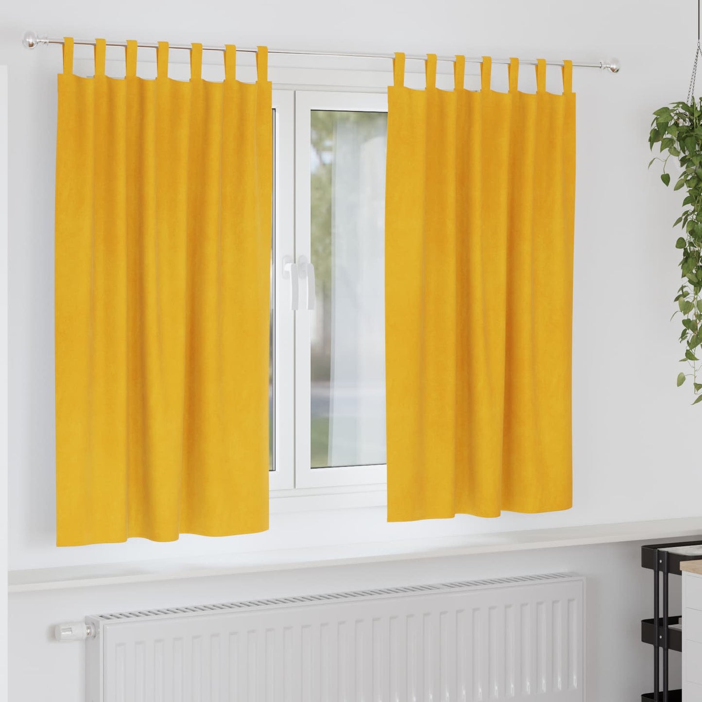 vidaXL Κουρτίνες συσκότισης 2 τμχ. Μουσταρδί 140 x 175 cm Βελούδο