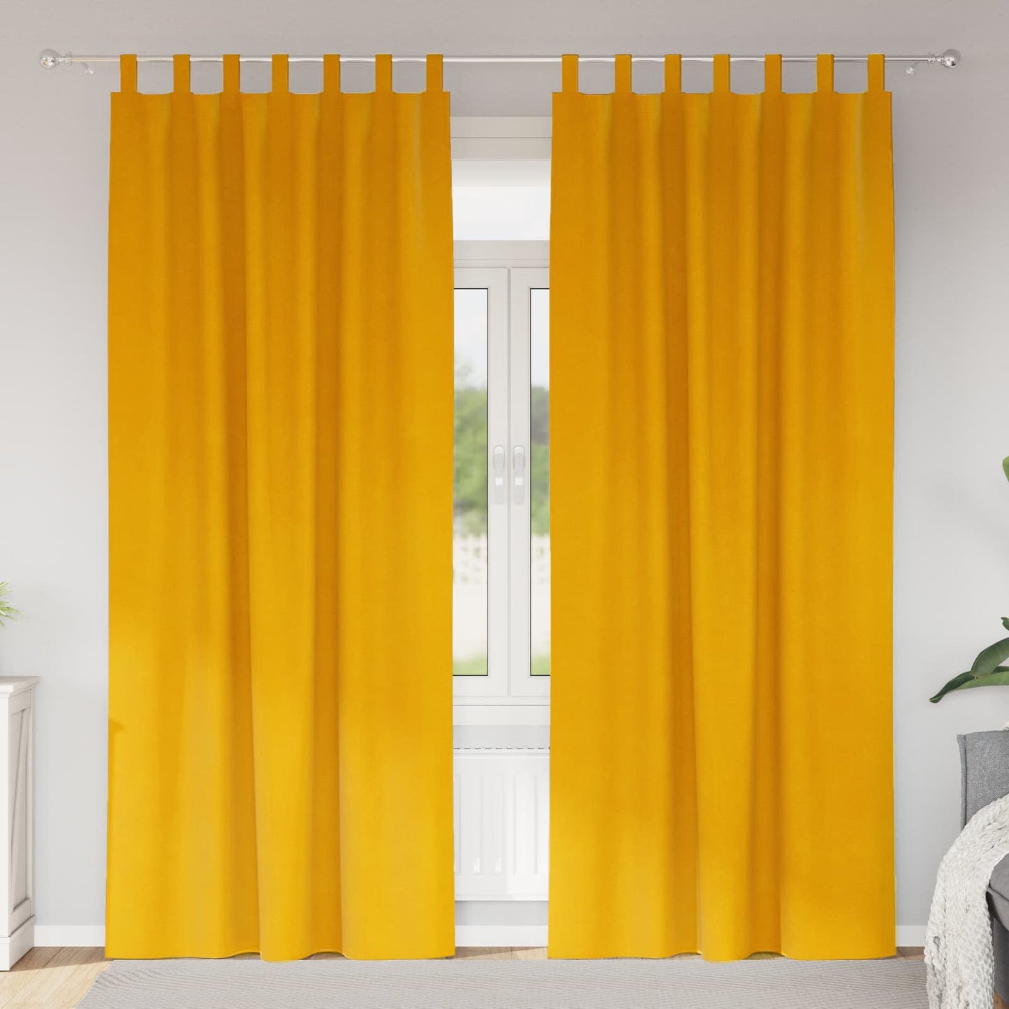 vidaXL Κουρτίνες συσκότισης 2 τμχ. Μουσταρδί 140 x 225 cm Βελούδο