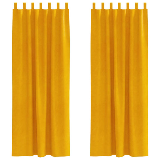 vidaXL Κουρτίνες 2 pcs κίτρινο μουσταρδί 140 x 260 cm Βελούδο