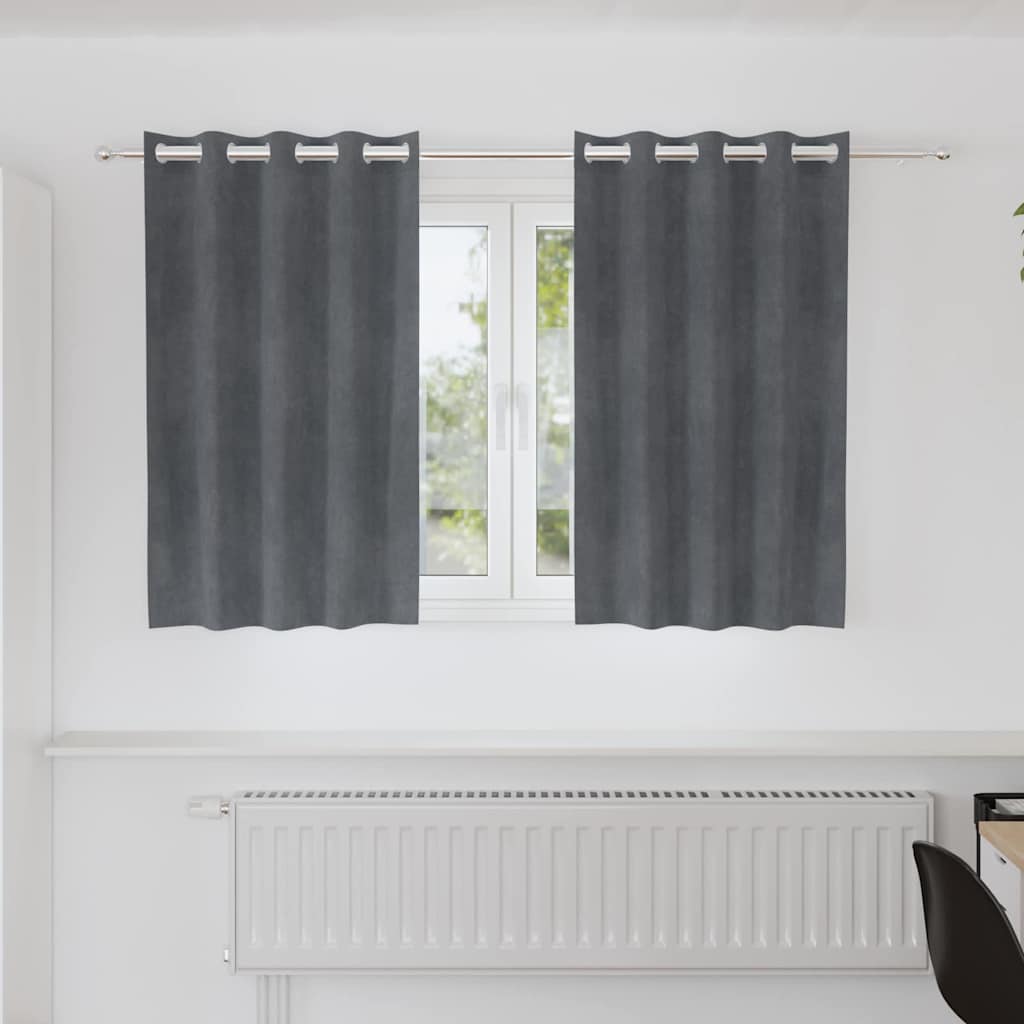 vidaXL Κουρτίνες συσκότισης 2 pcs Ανοιχτό γκρι 140 x 140 cm Βελούδο