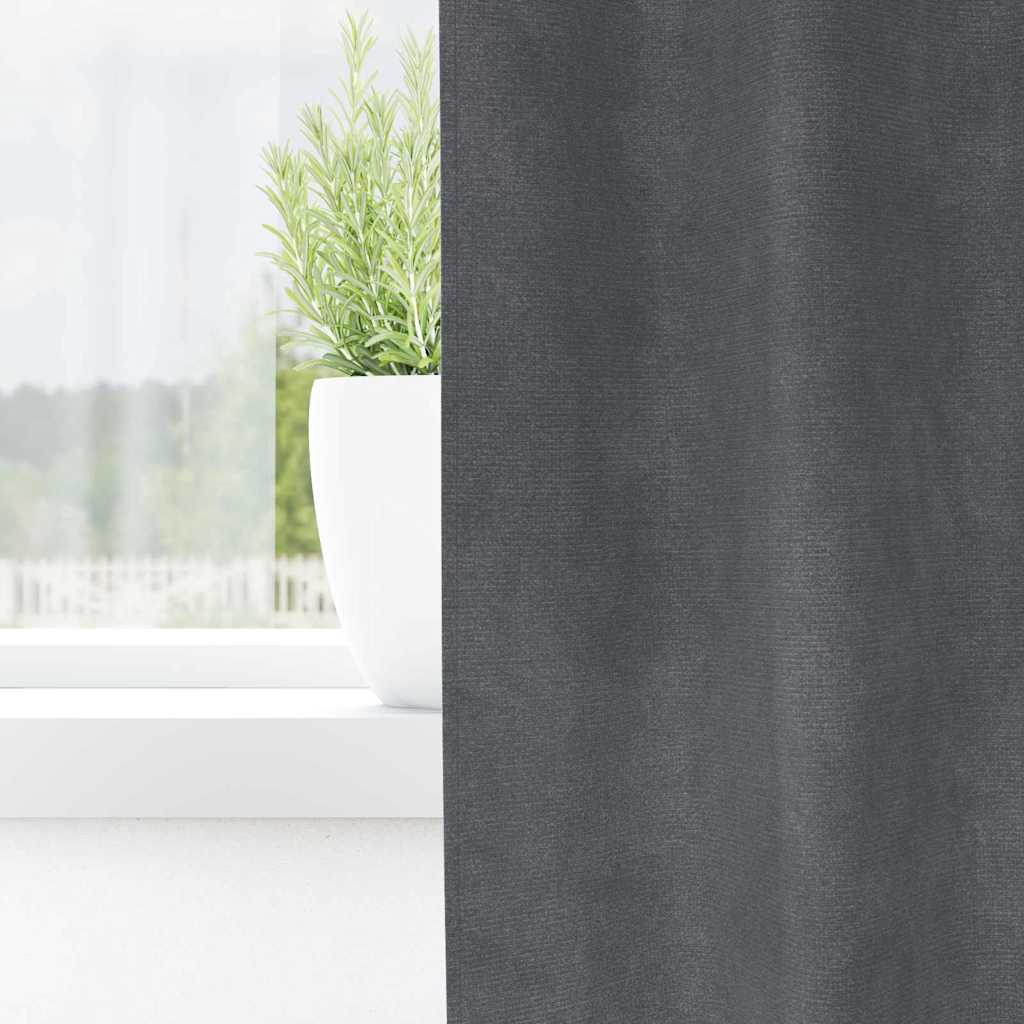 Curtains Blackout vidaXL με κορδόνι 2 τεμ Σούπερ Ανοιχτό Γκρι Βελούδο