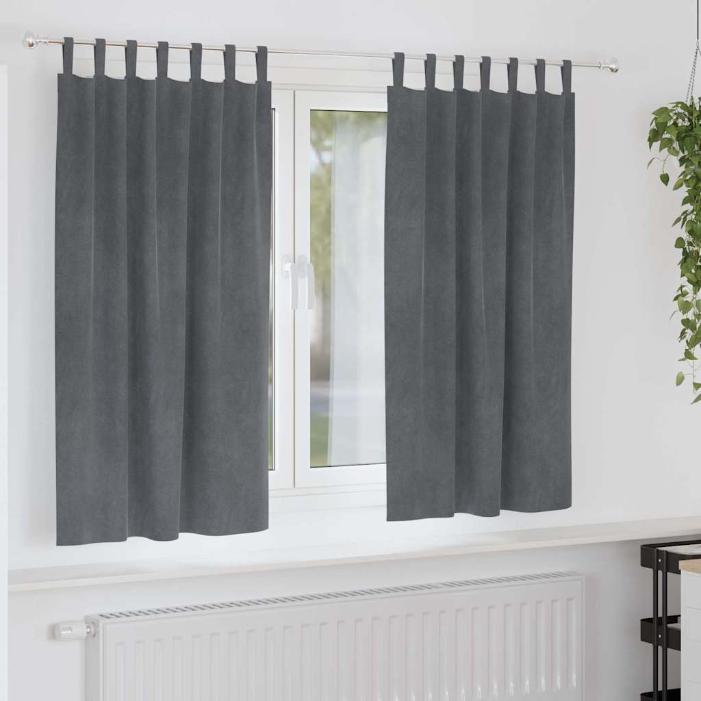 Curtains blackout vidaXL με βρόχους κρεμάσματος 2 τεμάχια Σούπερ ανοιχτό γκρι βελούδο
