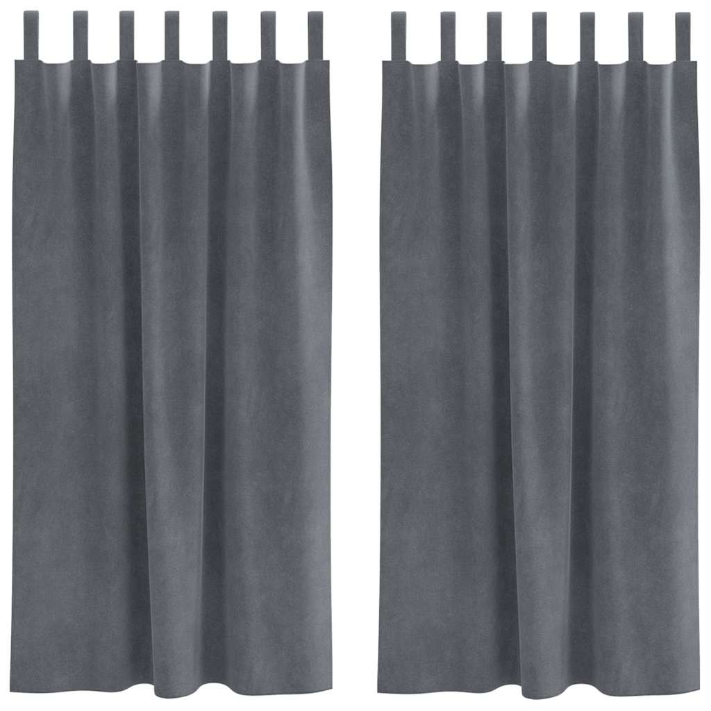 Curtains blackout vidaXL με βρόχους κρεμάσματος 2 τεμάχια Σούπερ ανοιχτό γκρι βελούδο