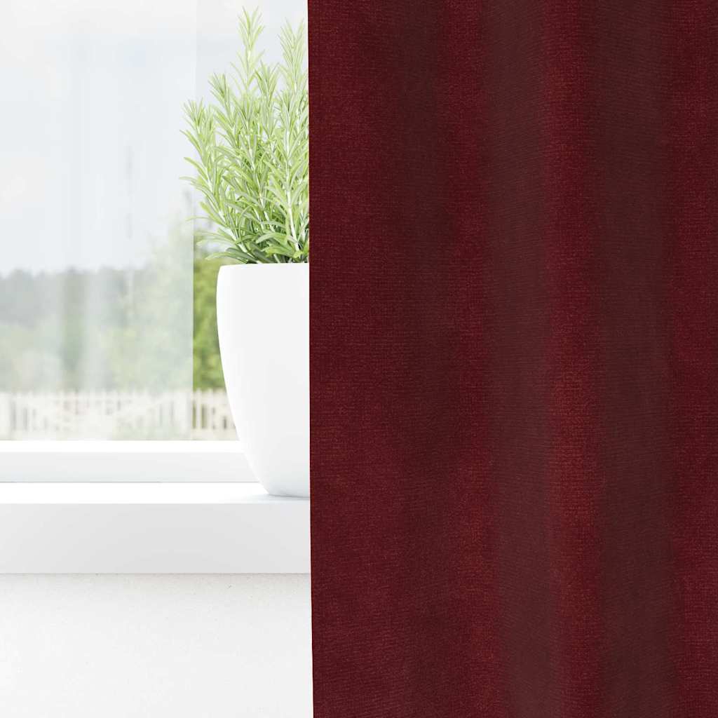 Curtains Ένα οργανικό προϊόν με γαντζάκια 2 τμχ Μπορντό Βελούδο