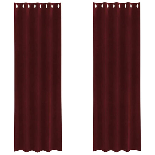 Curtains Ένα οργανικό προϊόν με γαντζάκια 2 τμχ Μπορντό Βελούδο